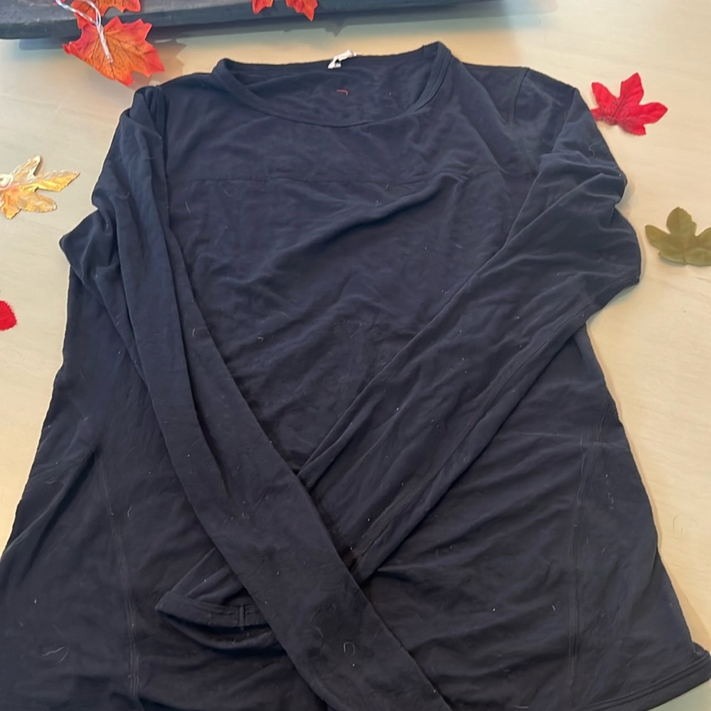 Black Lucy long sleeve running shirt breathable with mesh panel
